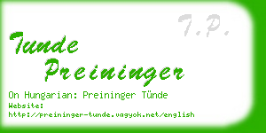 tunde preininger business card